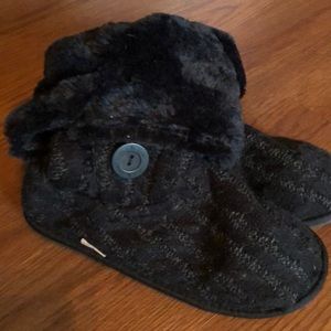 Dark purple sweater boots